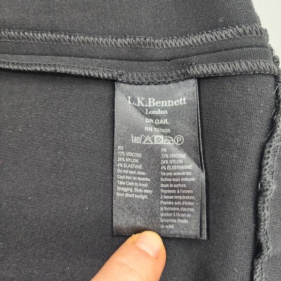 LK BENNETT Gail Dress Black Stretch A-Line Short Sleeve - Picture 4 of 4